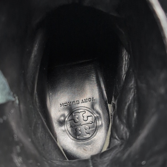 Tory Burch Bennie Black Combat Moto Boots with Buckle Straps womans size 7.5 - Picture 14 of 16